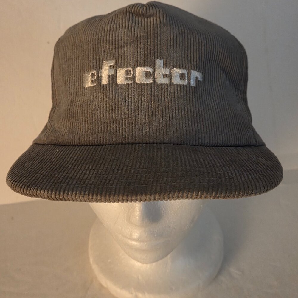 Vintage Gray Corduroy Snapback Efector Trucker Hat Embroidered Logo